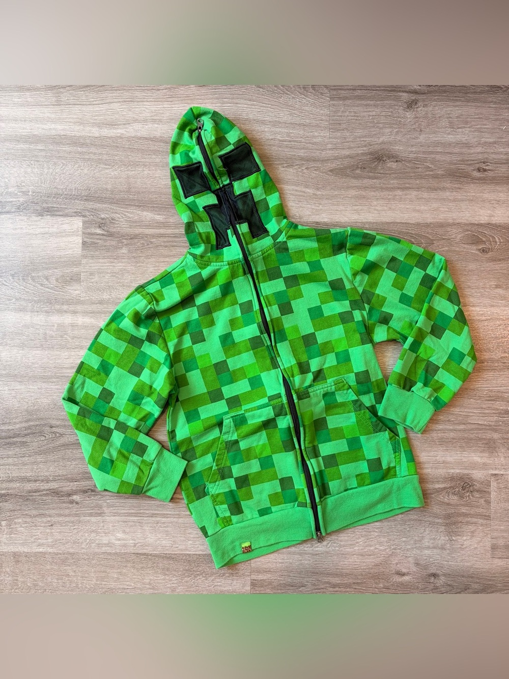 MAD Engine Minecraft green zip up jacket with hood